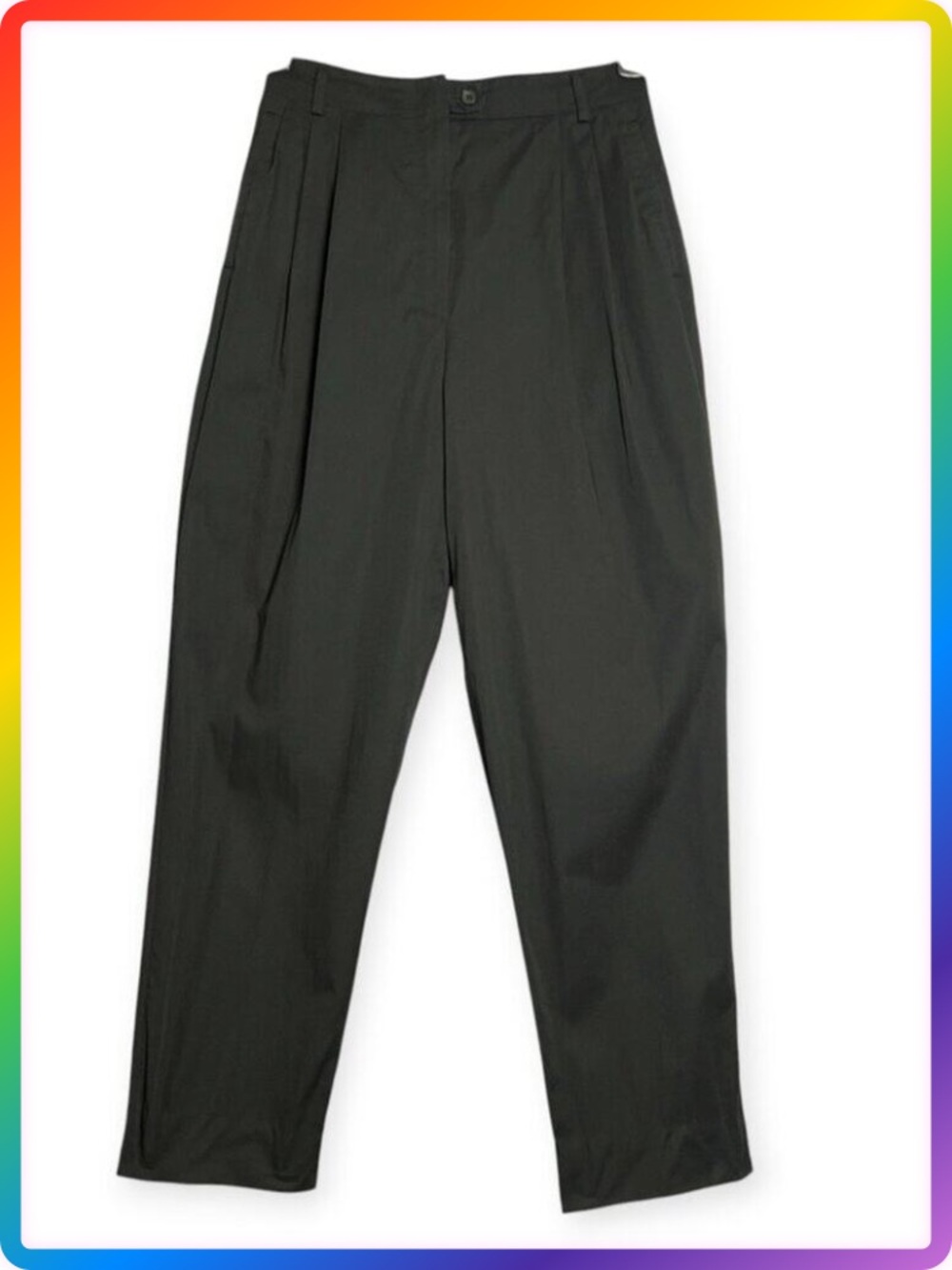 Zanella Pleated Tapered Trouser SIZE 8 RUNS SMALL Black Cotton Italy Pant 26